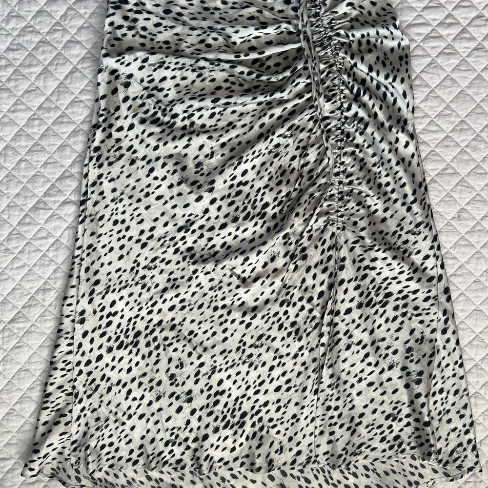 Cider Black and White Spotted Midi Skirt